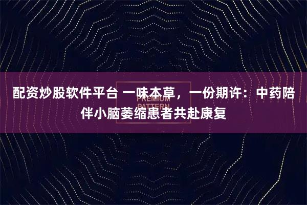 配资炒股软件平台 一味本草，一份期许：中药陪伴小脑萎缩患者共赴康复
